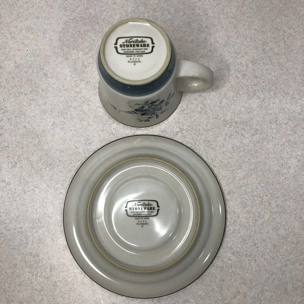 Vintage Noritake Stoneware Pleasure Tea Cup And‎ Saucers Set Of 4